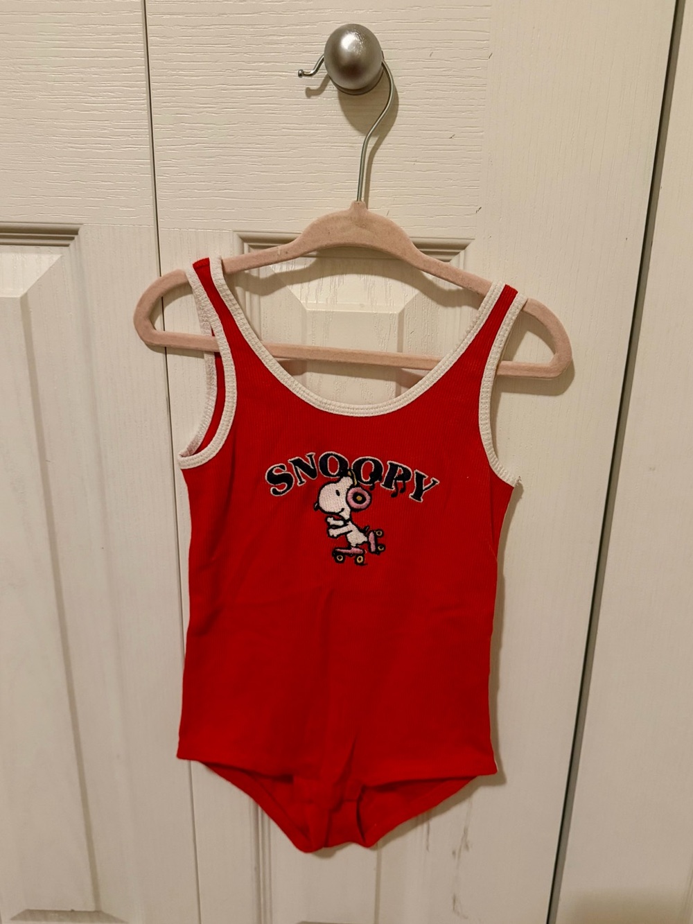 Zara Red Snoopy Kids One-Piece Bodysuit with White Trim